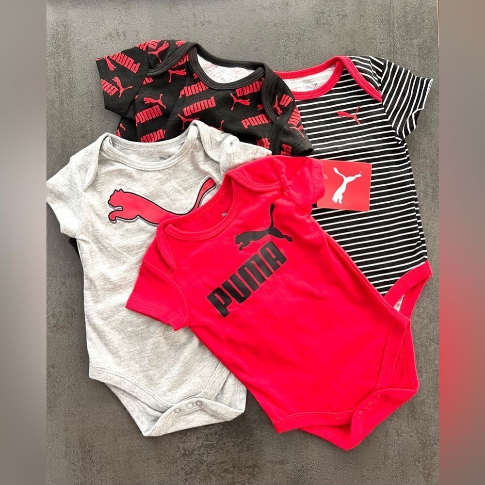 NWT Puma Set of 4 Short Sleeve Onesies - 0-3 months